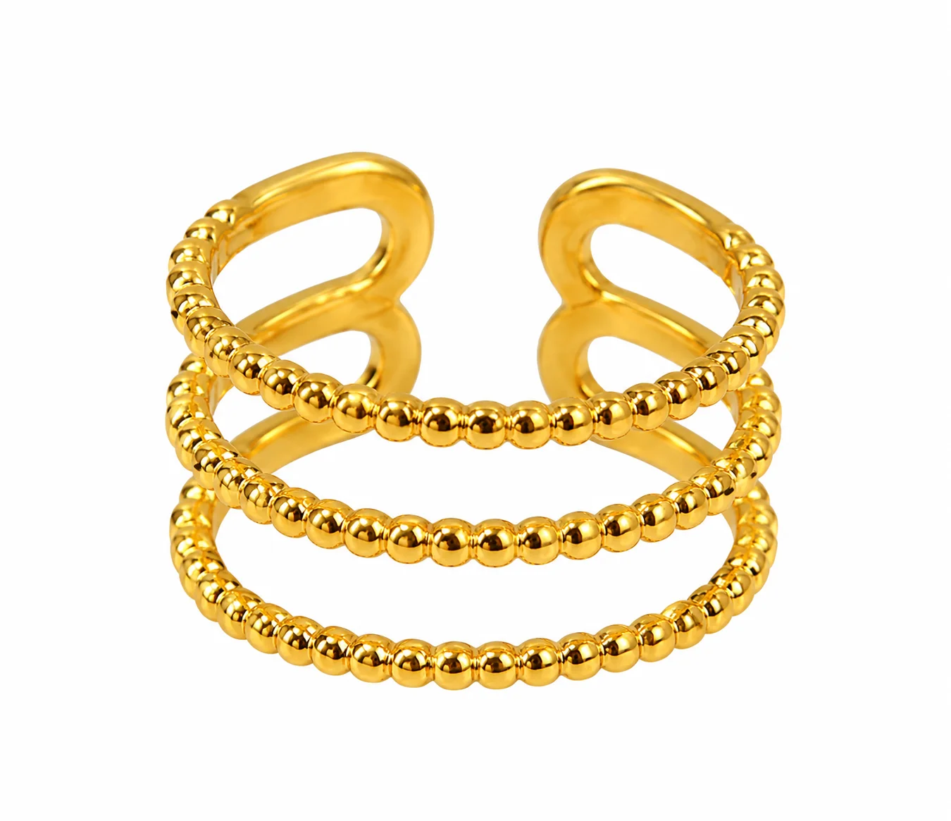 Golden Beaded Adjustable Ring