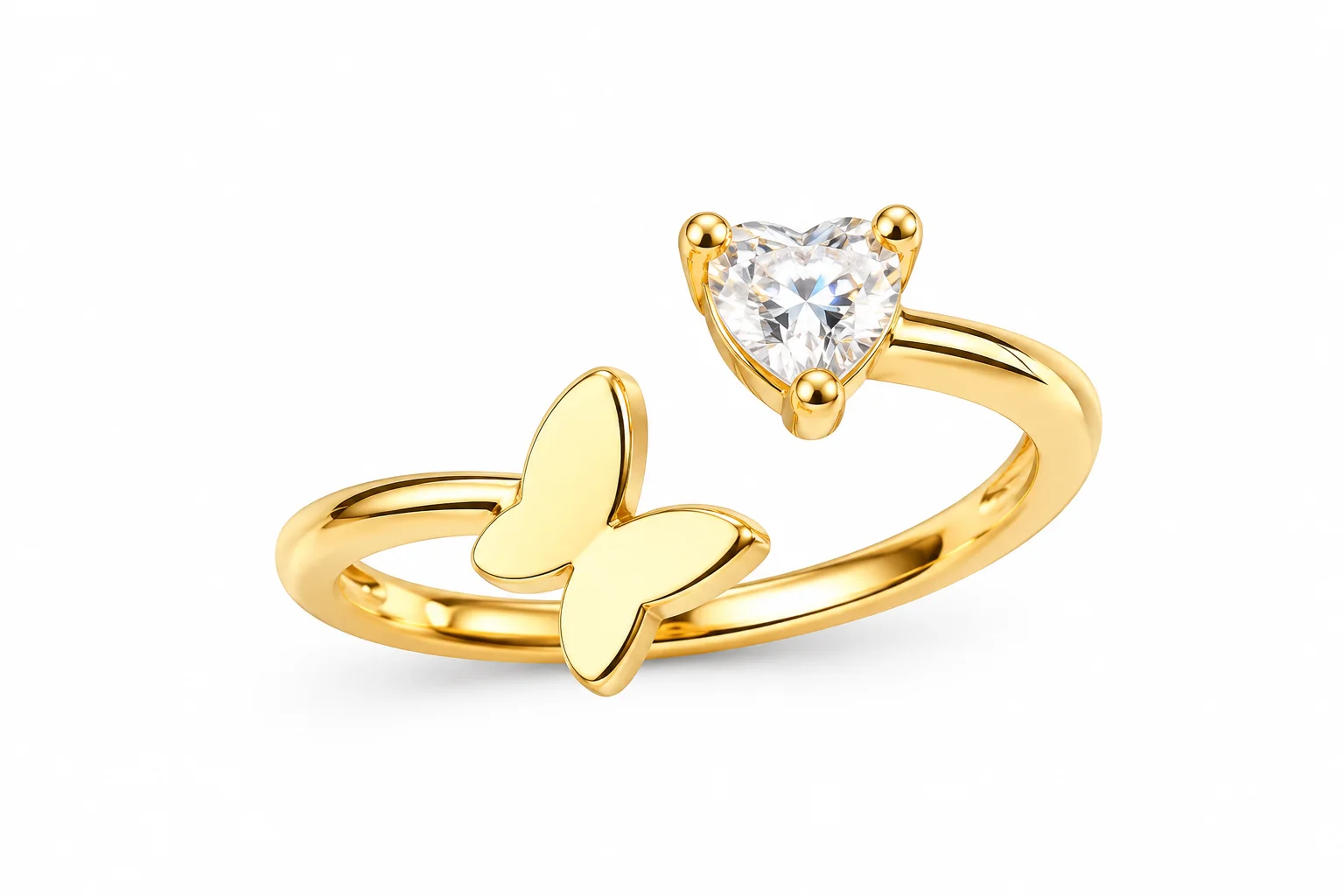 Butterfly Heart Adjustable Ring