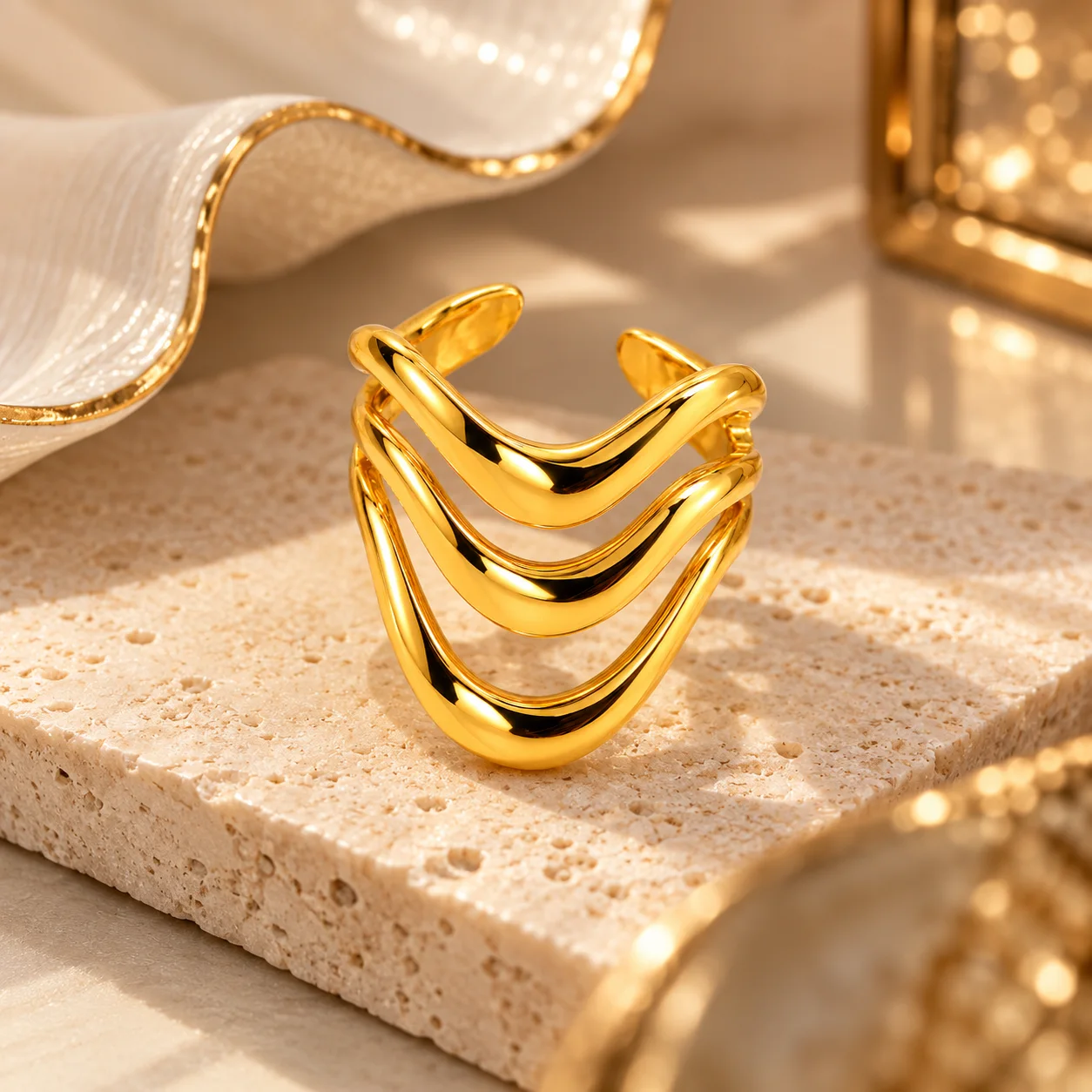 Zarva Triple Wave Ring