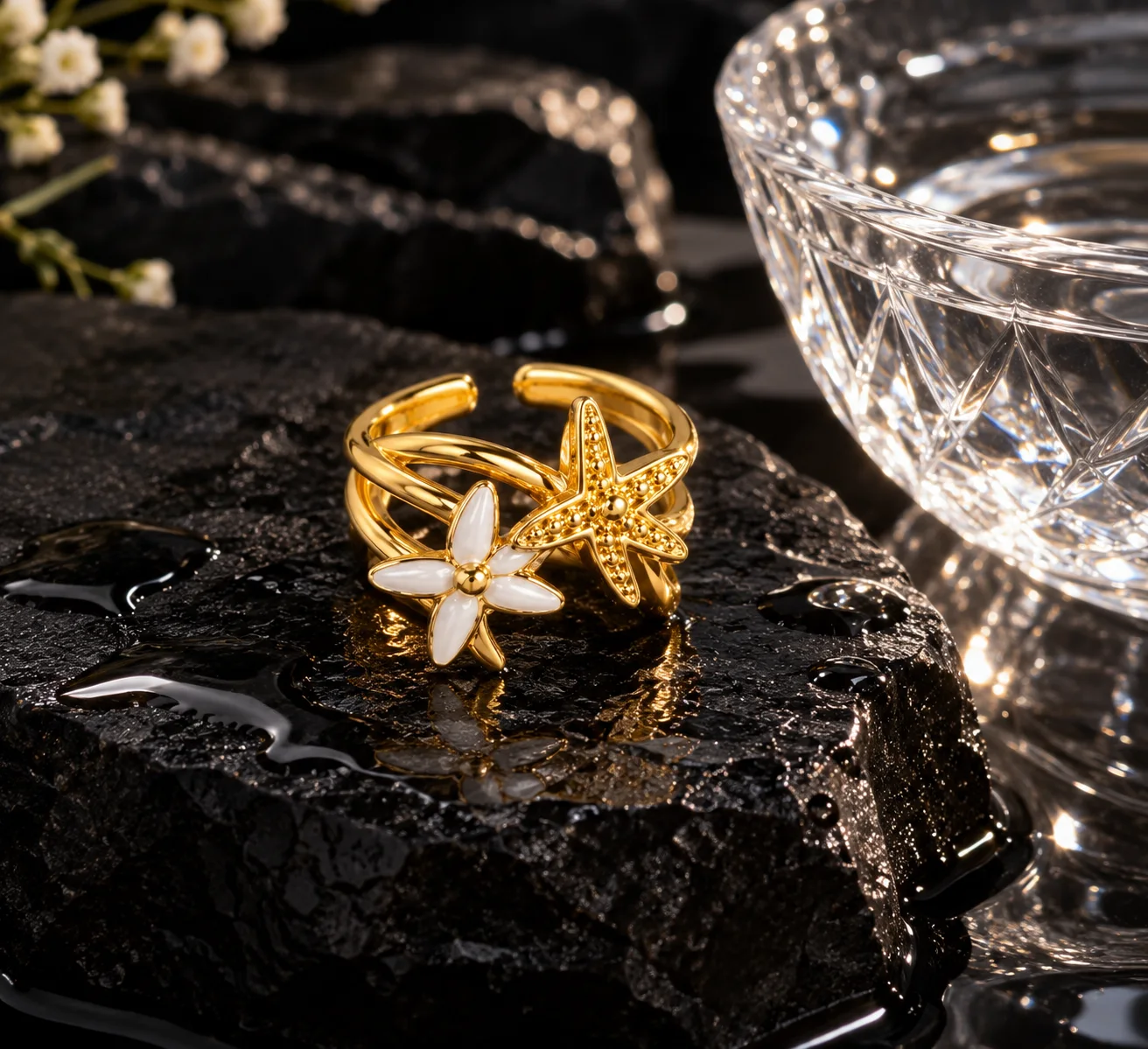 Aurelia Star Bloom Adjustable Ring
