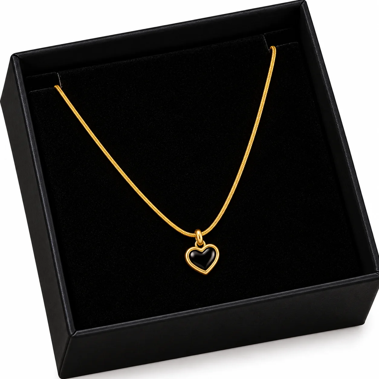 Black Heart Gold Pendant Necklace