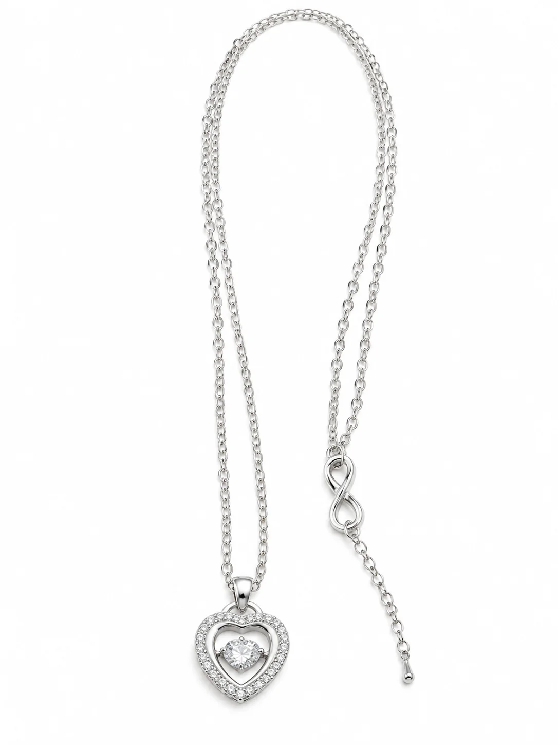 Silver Heart Pendant Necklace for Women