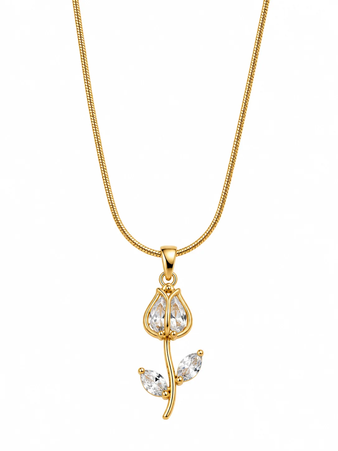 Golden Tulip Flower Pendant Necklace
